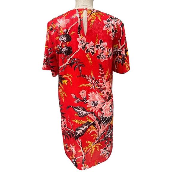 Diane Von Furstenberg DVF Dress 6 Sequin Fluid Floral Mini Red - Picture 4 of 7
